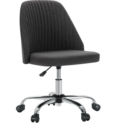 Armless Small Desk Office Chair with Modern Fabric and Wheels