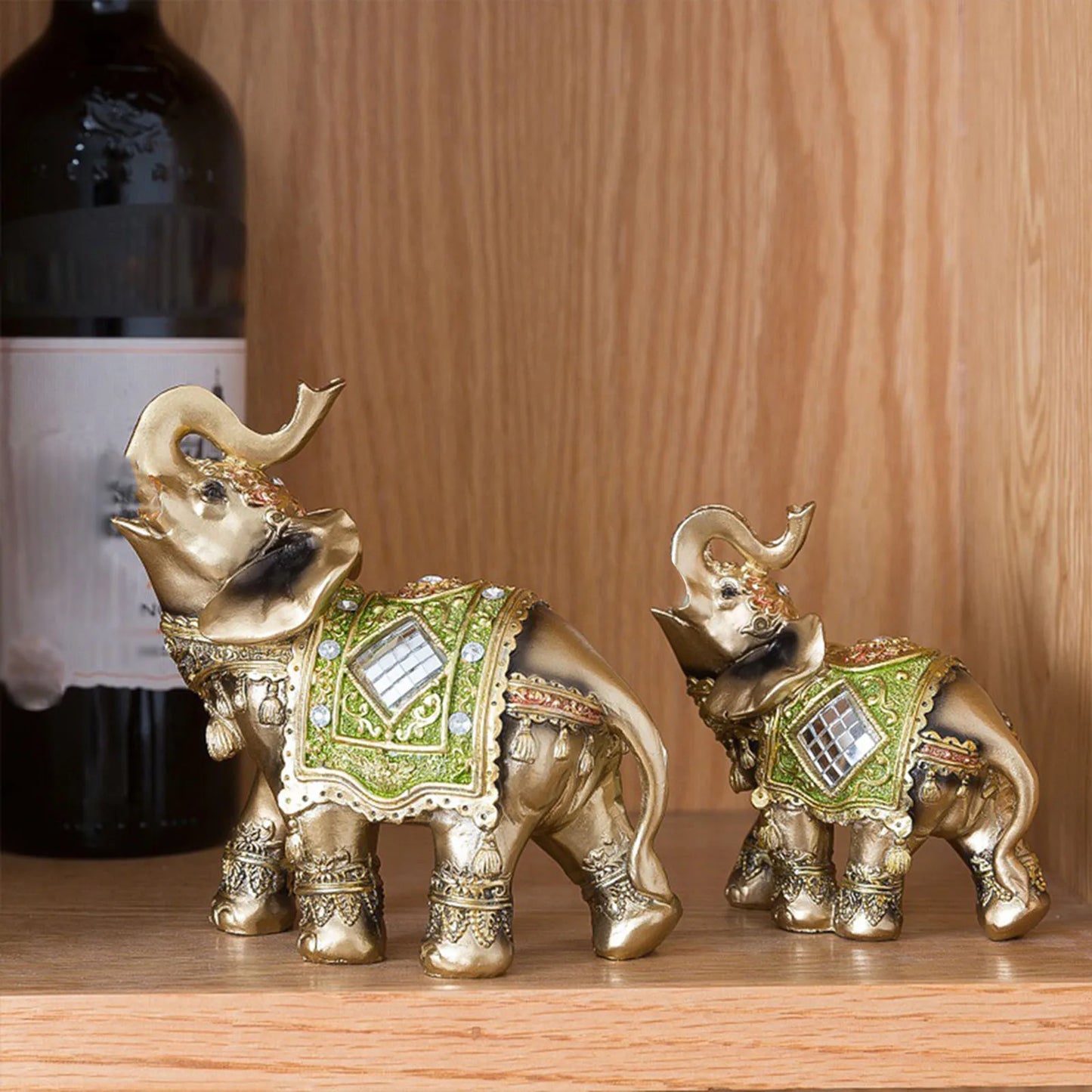 Cute Elephant Figurines Decoration Suitable for Office Wine Cooler Decor. Elephants are sacred symbols of peace, spirit and physical strength.