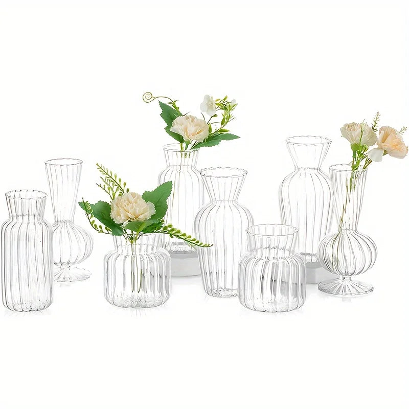 8/16 Pieces of Modern Transparent Glass Vase Set