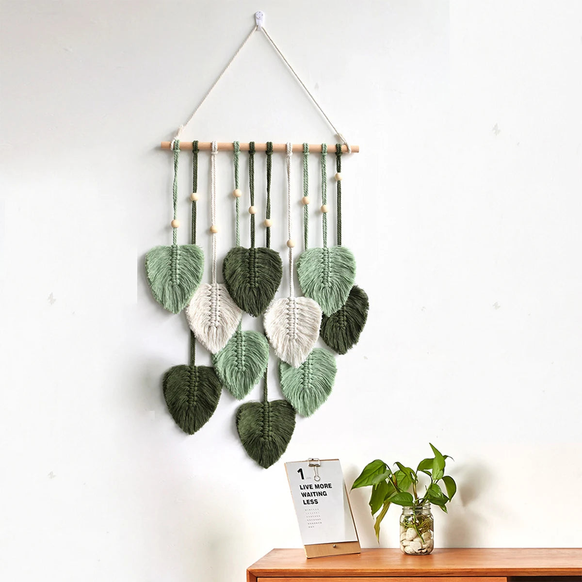 Purchase one Bohemian-style pendant, hand-woven leaf pendant, classroom decoration, bedroom pendant, room and living room decora