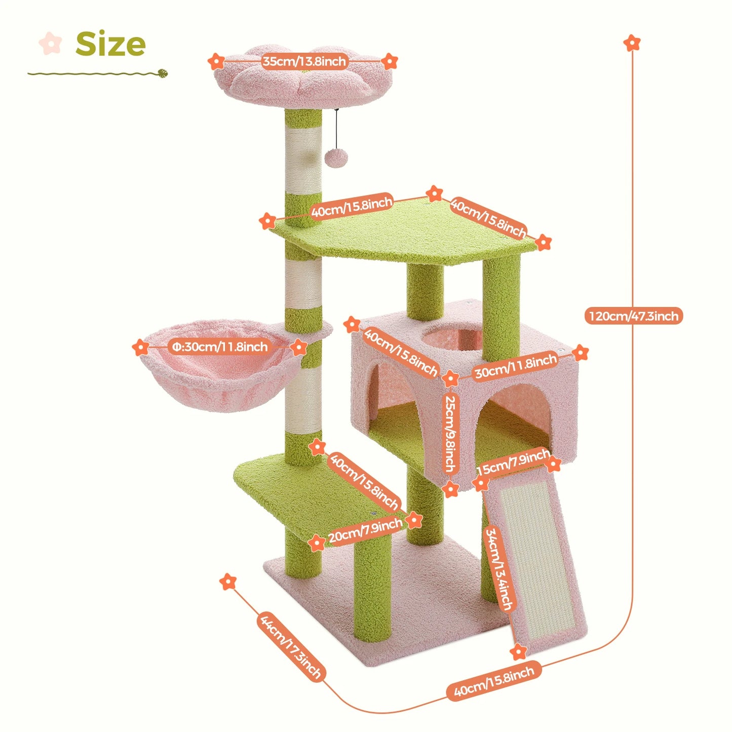 Flower Cat Tree Multi-Level Cat Tower with Sisal Covered Scratching Posts for Indoor Small Medium Cats