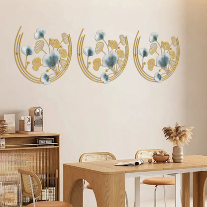 3-piece Gold Iron Leaf Wall Art for Living Room Bedroom Office Stylish Durable