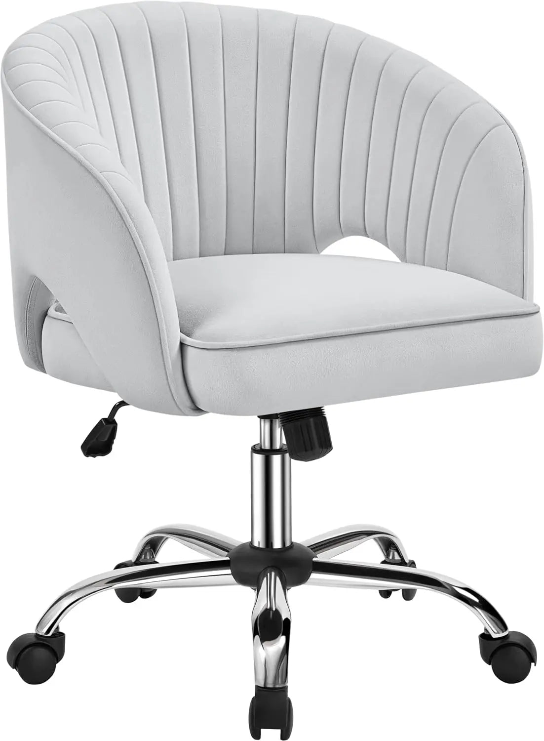 Home Office Velvet Upholstered Desk Chair, Modern Swivel Chair with Tufted Barrel Back, Rolling Wheels for Office