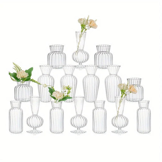 8/16 Pieces of Modern Transparent Glass Vase Set