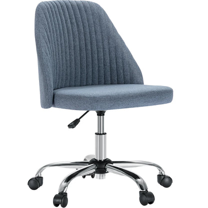Armless Small Desk Office Chair with Modern Fabric and Wheels