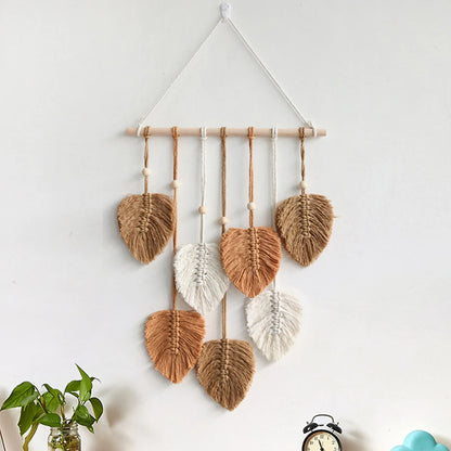 Purchase one Bohemian-style pendant, hand-woven leaf pendant, classroom decoration, bedroom pendant, room and living room decora