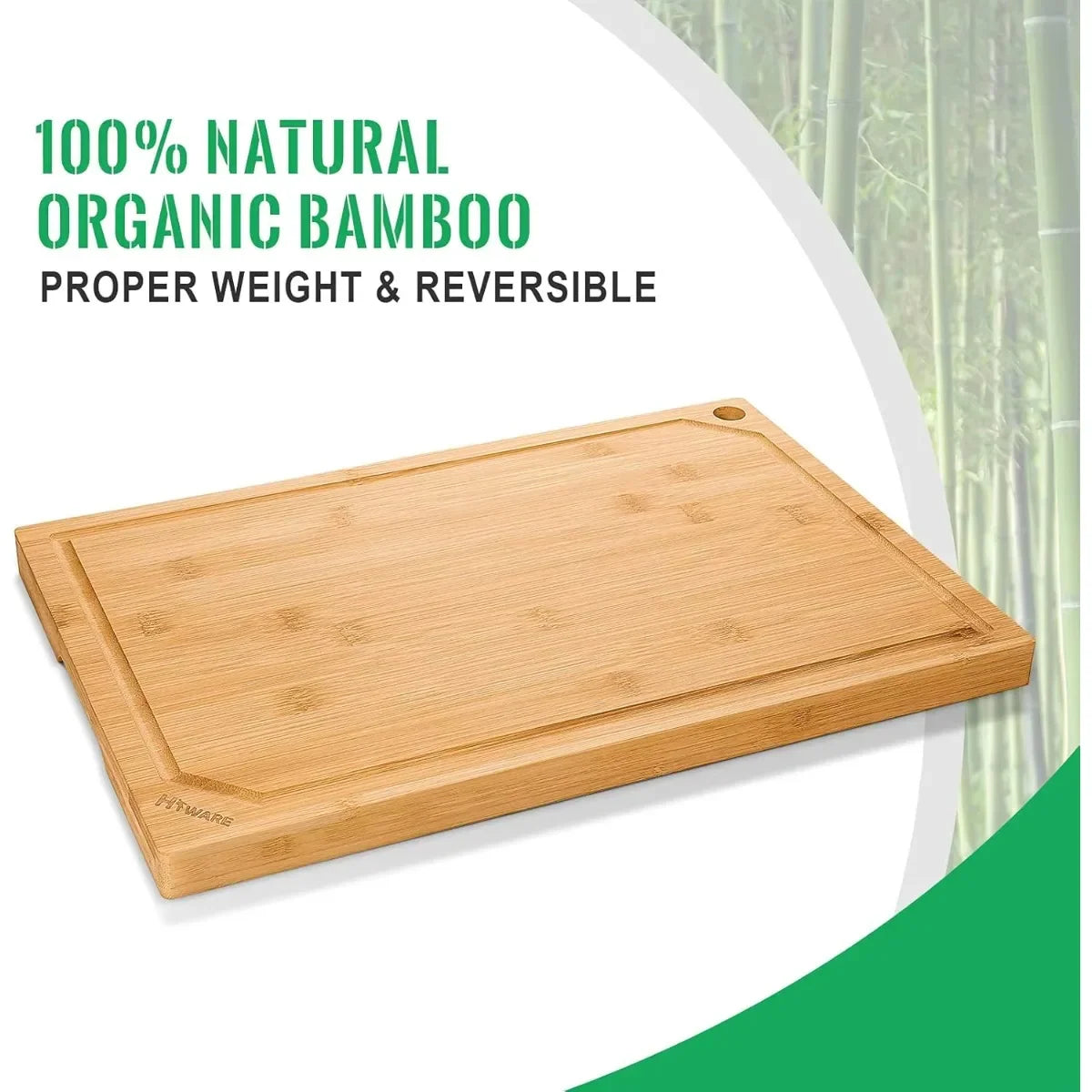 Extra Large 100% Organic Bamboo Cutting Board for Kitchen. Heavy Duty Wood Board with Juice Groove – Safe for Cutting Meat
