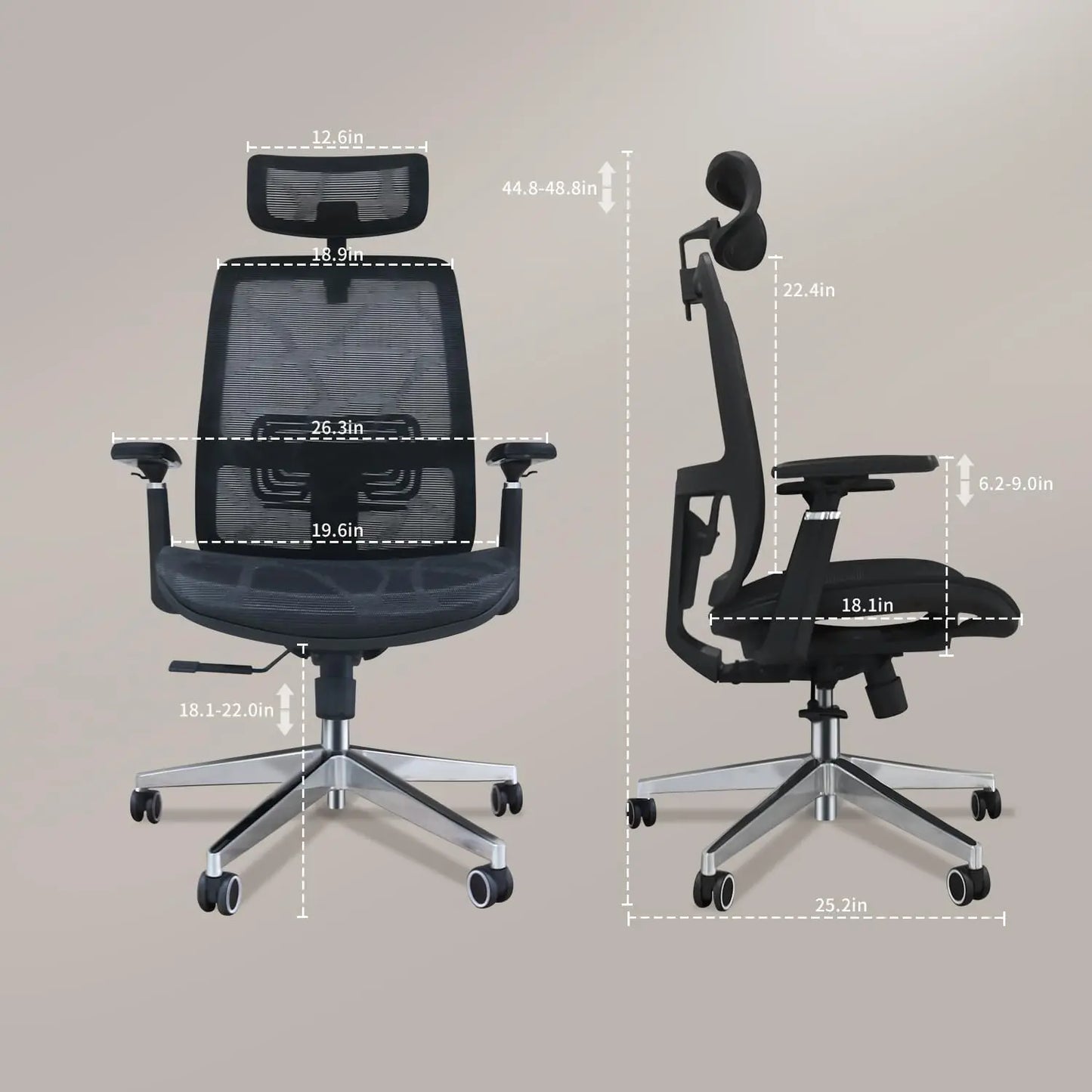 New Ergonomic Mesh Office Chair with Adjustable Lumbar Support, 120°Tilt High Back with Soft Flip Up Arms