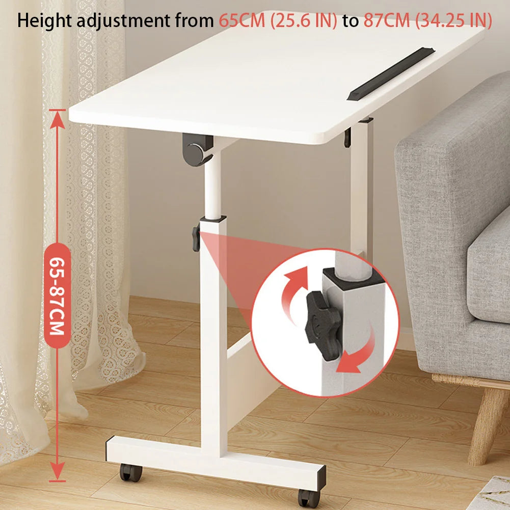 Small Mobile Stand Up adjustable height Desk With Wheels, Home Office Computer Workstation