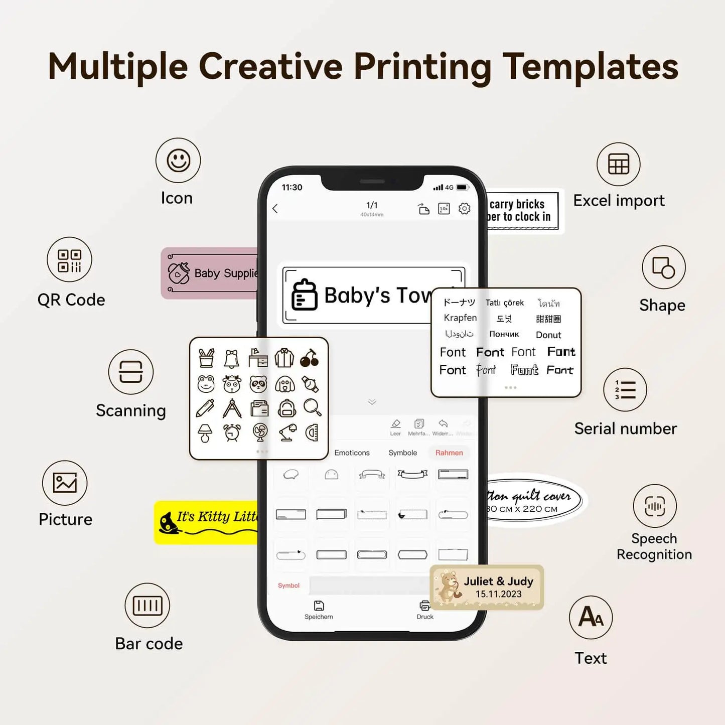 Pocket Mini Label Printer, Thermal Wireless Adhesive Sticker, DIY Name Tag Maker for School Home Office