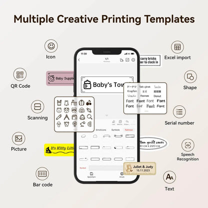 Pocket Mini Label Printer, Thermal Wireless Adhesive Sticker, DIY Name Tag Maker for School Home Office
