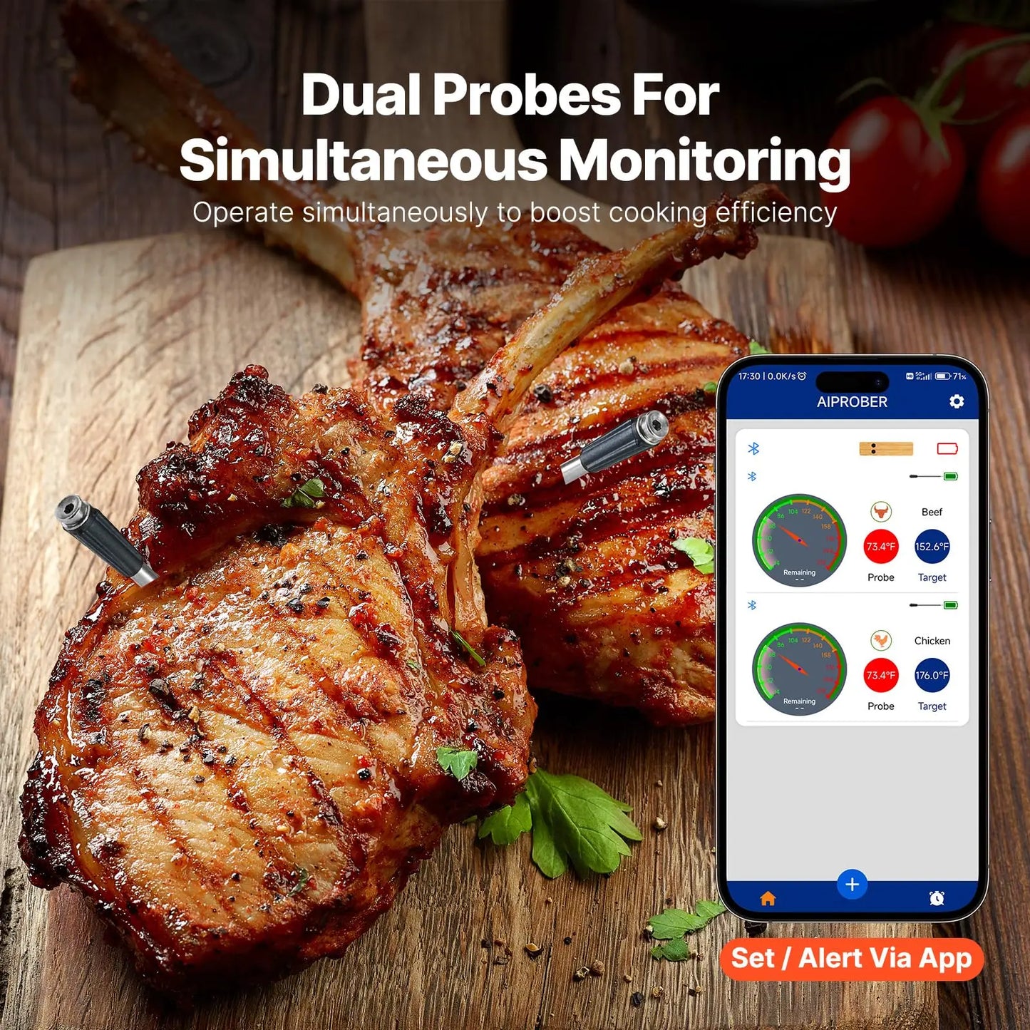 Wireless Bluetooth Meat Thermometer Digital Rechargeable
