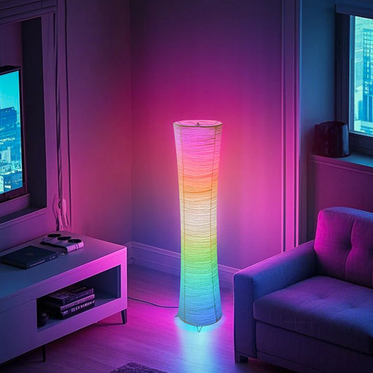 Paper Floor lamp, RGB color-changing LED with remote control