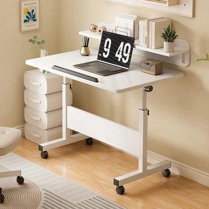 Small Mobile Stand Up adjustable height Desk With Wheels, Home Office Computer Workstation