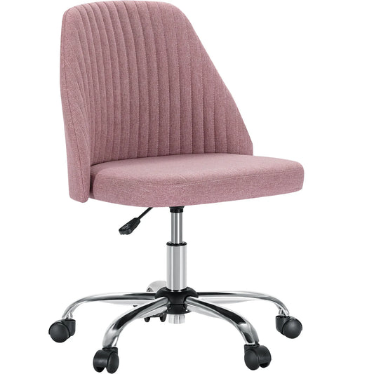 Armless Small Desk Office Chair with Modern Fabric and Wheels