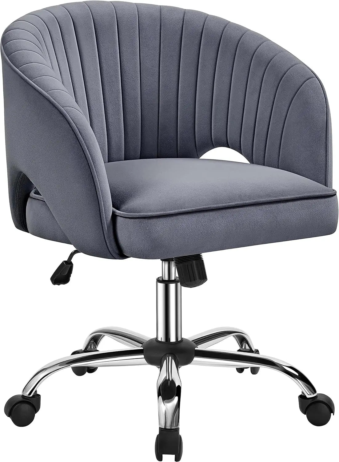 Home Office Velvet Upholstered Desk Chair, Modern Swivel Chair with Tufted Barrel Back, Rolling Wheels for Office