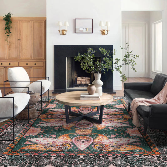 Vintage Floral Rugs Soft Accent Area Rug Fluffy Large Size Carpet for Bedroom Living Room Home Decor
