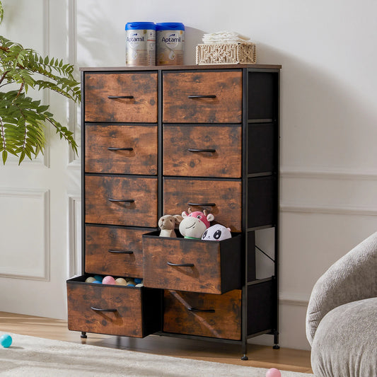 Bedside Table For Bedroom With 10 Fabric Drawers Wardrobe