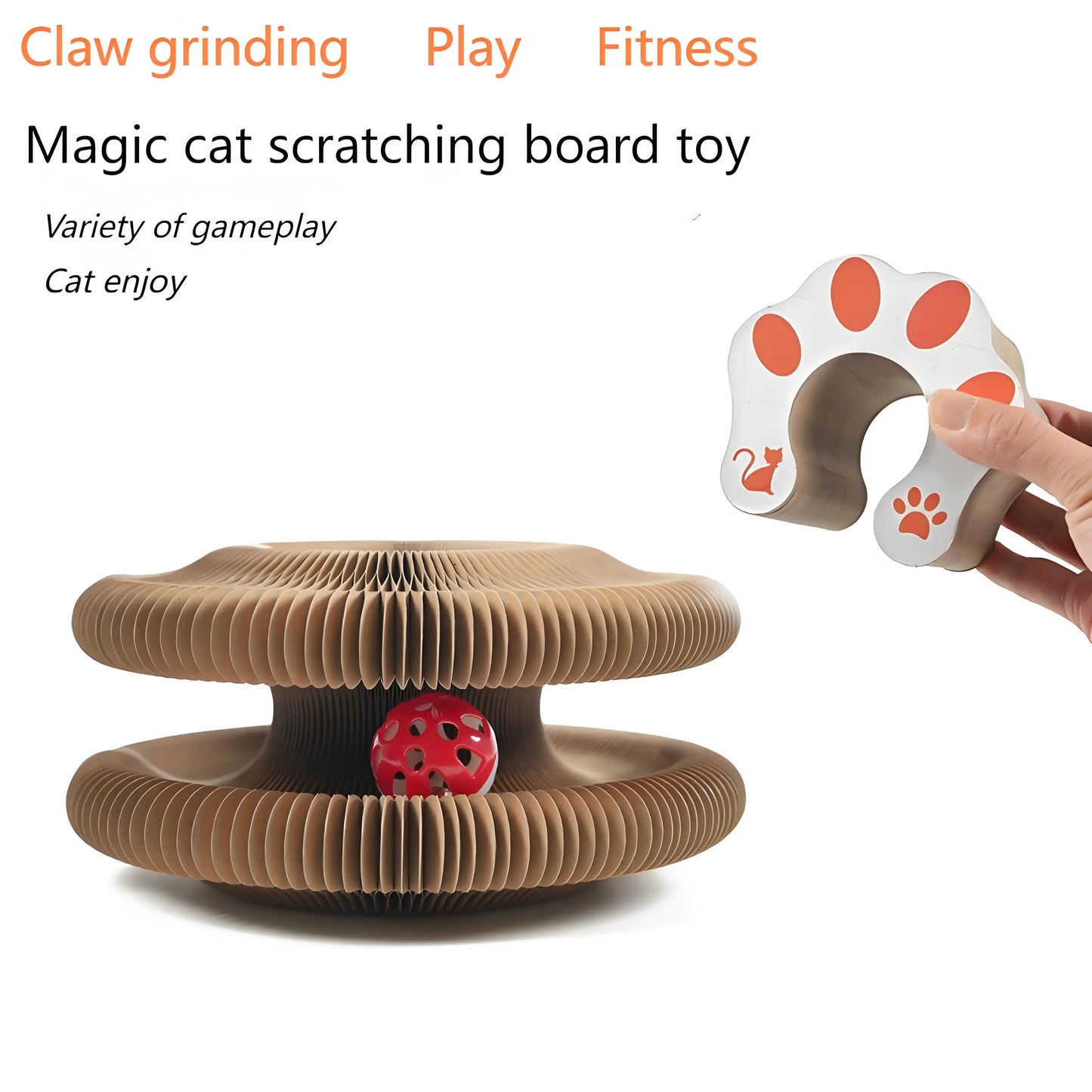 Durable Cat Scratching Board and  Paper Toy with Bell, Interactive Play & Stress Relief