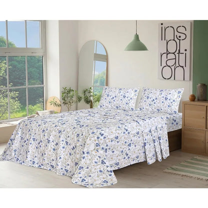 100% Percale Cotton Sheets Queen Size Set, 4 Pieces