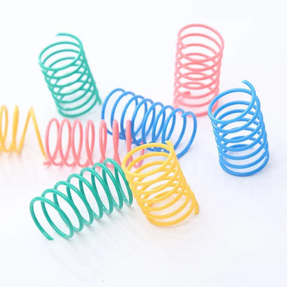 20pcs Cat Spiral Spring Toys Colorful Plastic Kitten Play Interactive