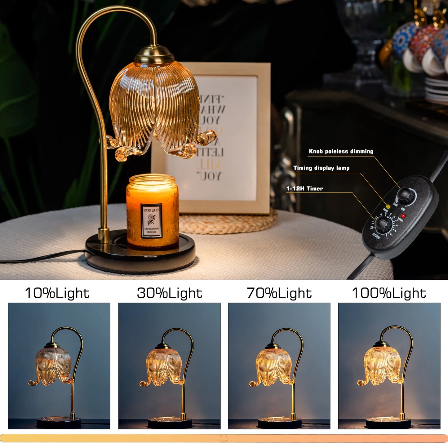 Tulip Flower Warm Candle Lamp Bedside Lamp Fireless Fragrance