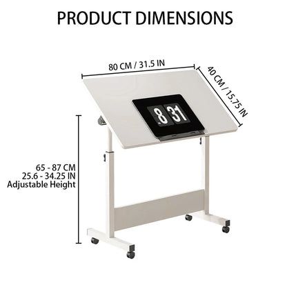 Small Mobile Stand Up adjustable height Desk With Wheels, Home Office Computer Workstation