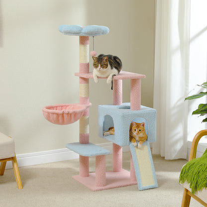 Flower Cat Tree Multi-Level Cat Tower with Sisal Covered Scratching Posts for Indoor Small Medium Cats