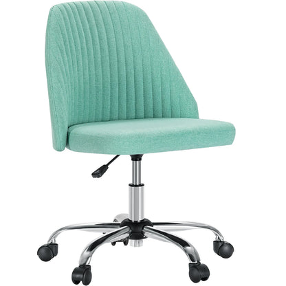 Armless Small Desk Office Chair with Modern Fabric and Wheels