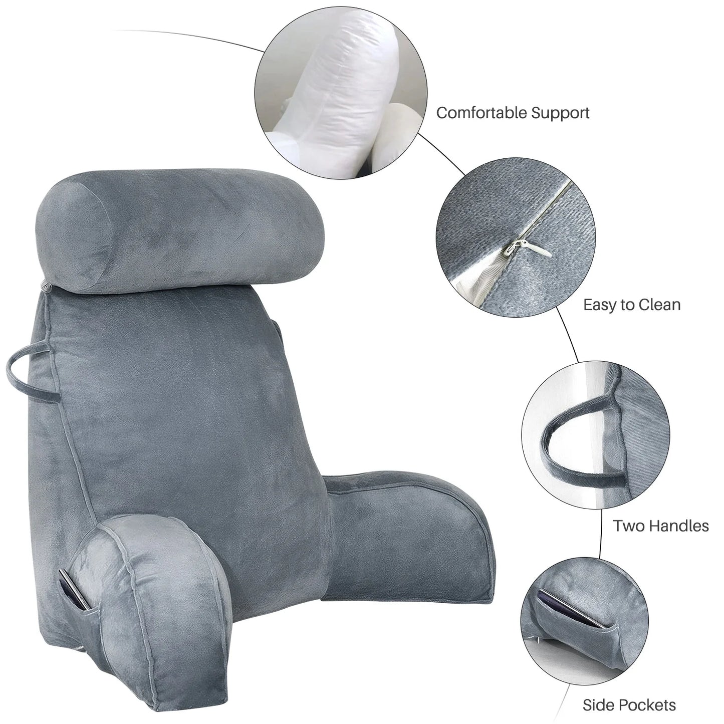 Headboard Backrest Pillow Cushion for Reading Large Bolster Support