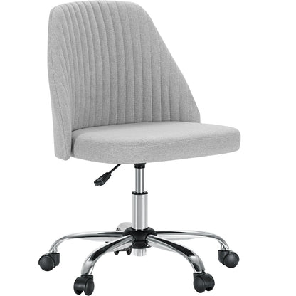Armless Small Desk Office Chair with Modern Fabric and Wheels