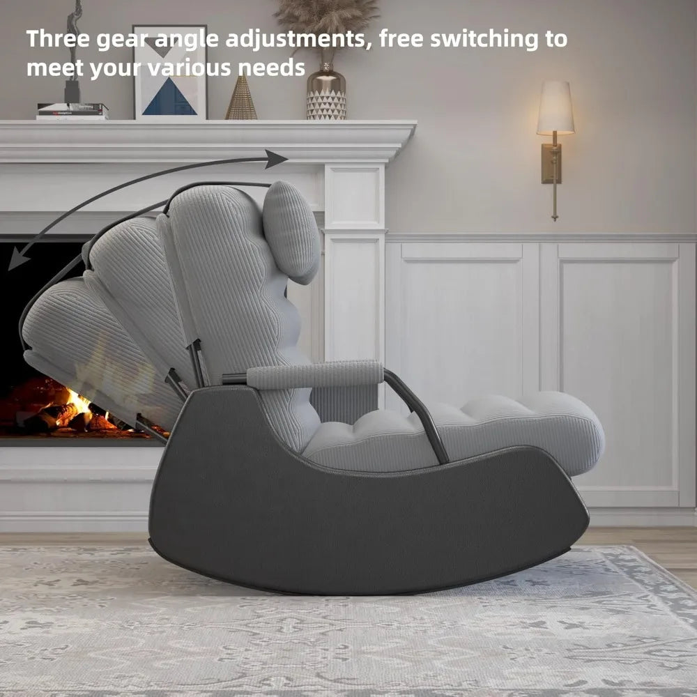 Nursery Rocking Chairs with Soft Seat and Headrest with Side Pocket
