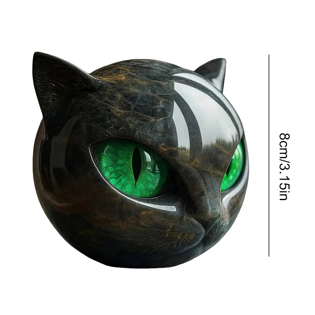 Decorative Black Cat Resin Figurine with Marble Texture Keepsake