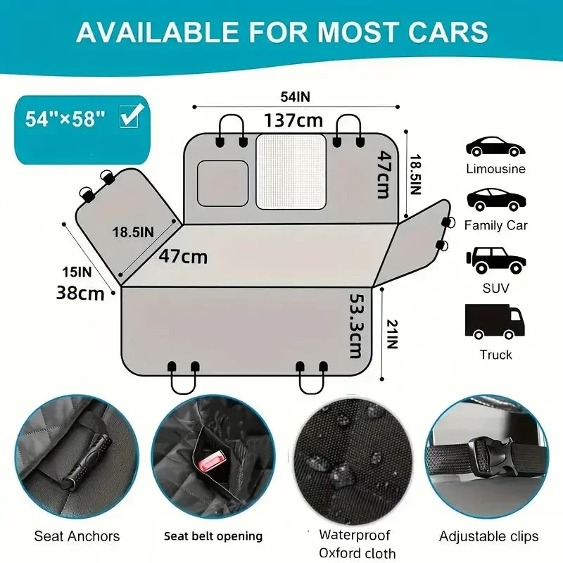 Dog Durable Soft Back Seat Cover 100% Waterproof for Cars Truck