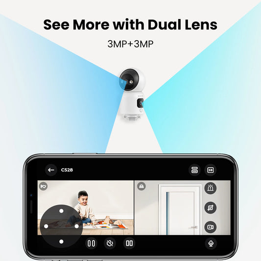 HD Dual-Lens Indoor WiFi Security Camera Baby/Pet Dog Monitor