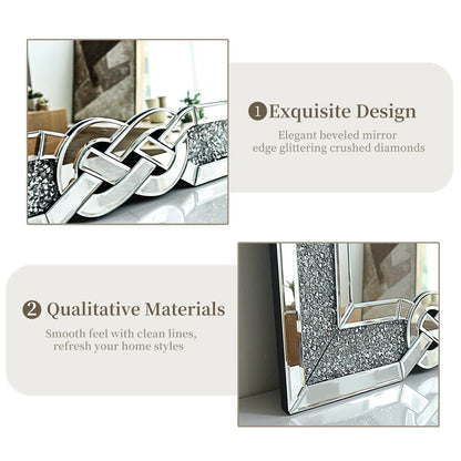 35/39/47 inch Large Crystal Crush Diamond Mirror Decorative Wall Mirror for Living Room Bedroom Hallway