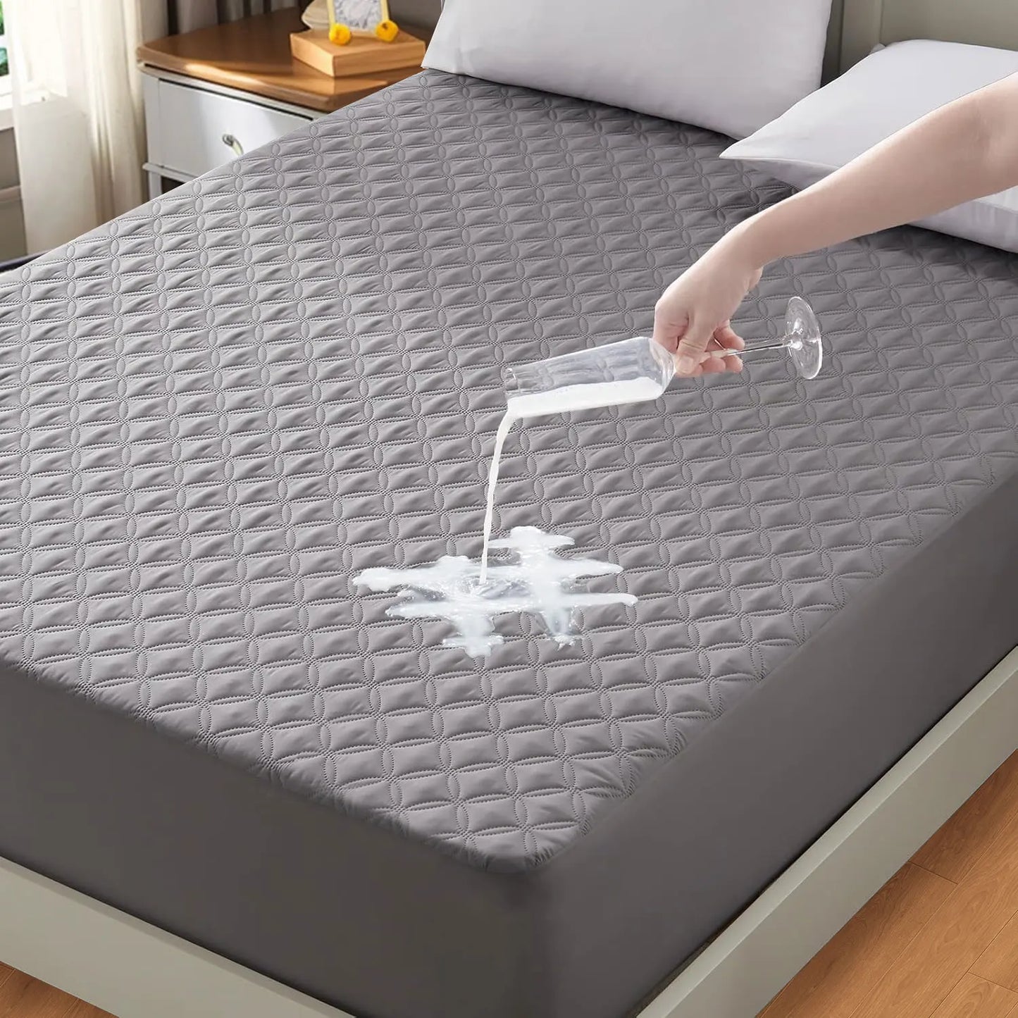 Noiseless Waterproof Mattress Pad with Deep Pocket, Washable