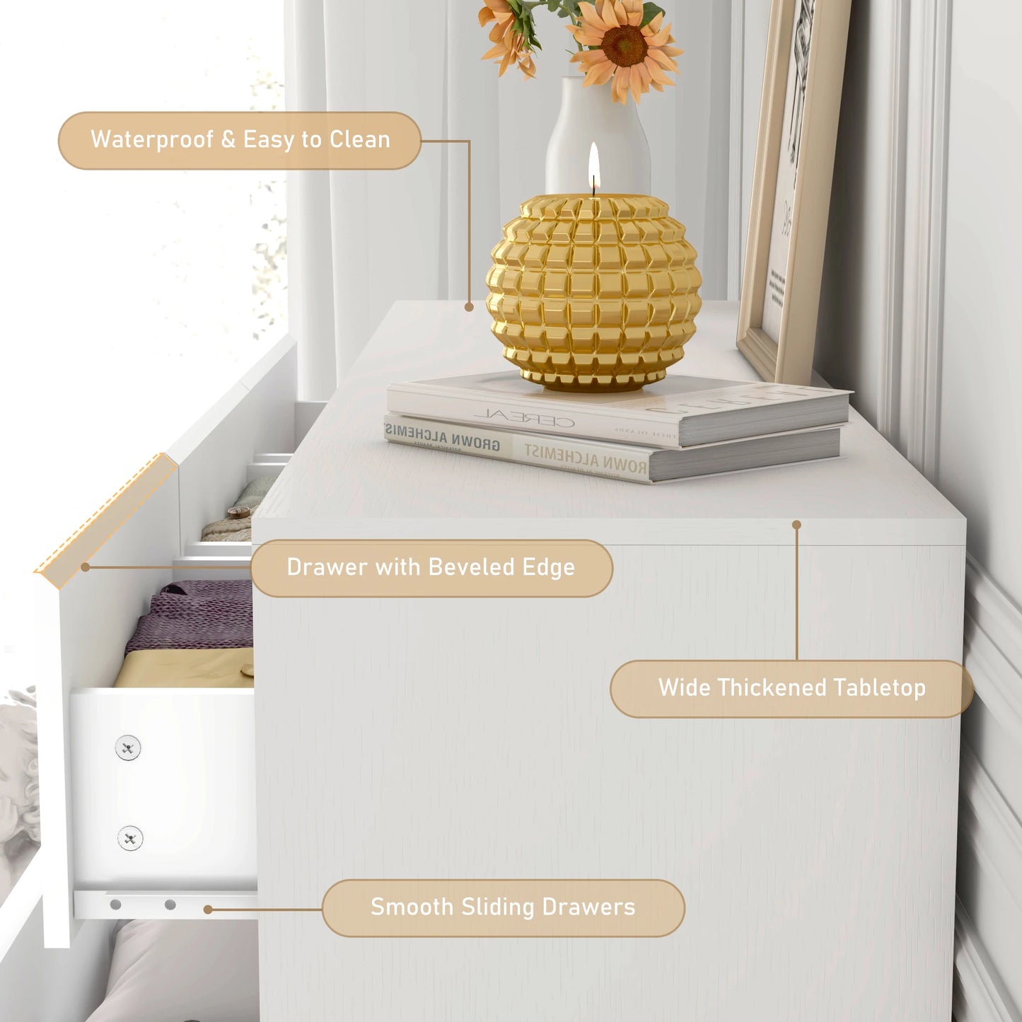 Modern 7 Drawer Dresser 55 Inch for Bedroom