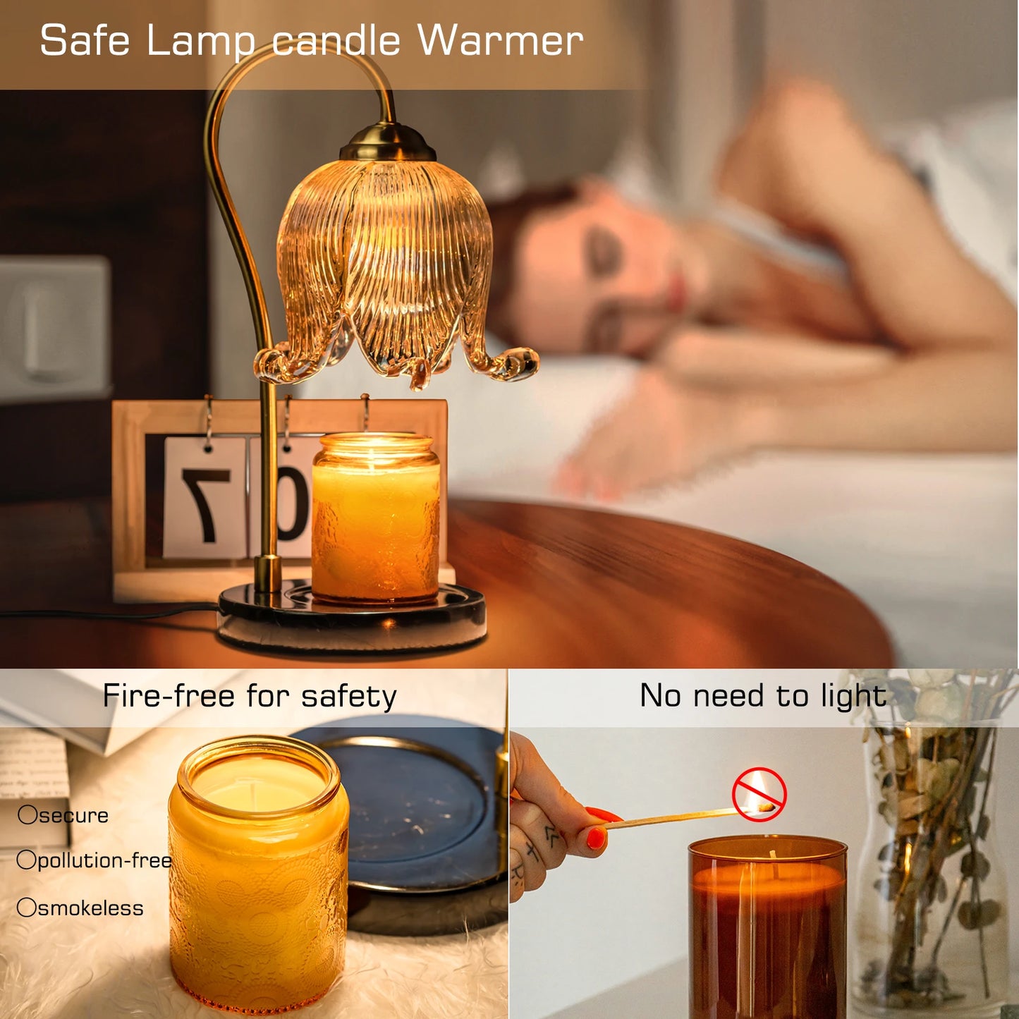 Tulip Flower Warm Candle Lamp Bedside Lamp Fireless Fragrance