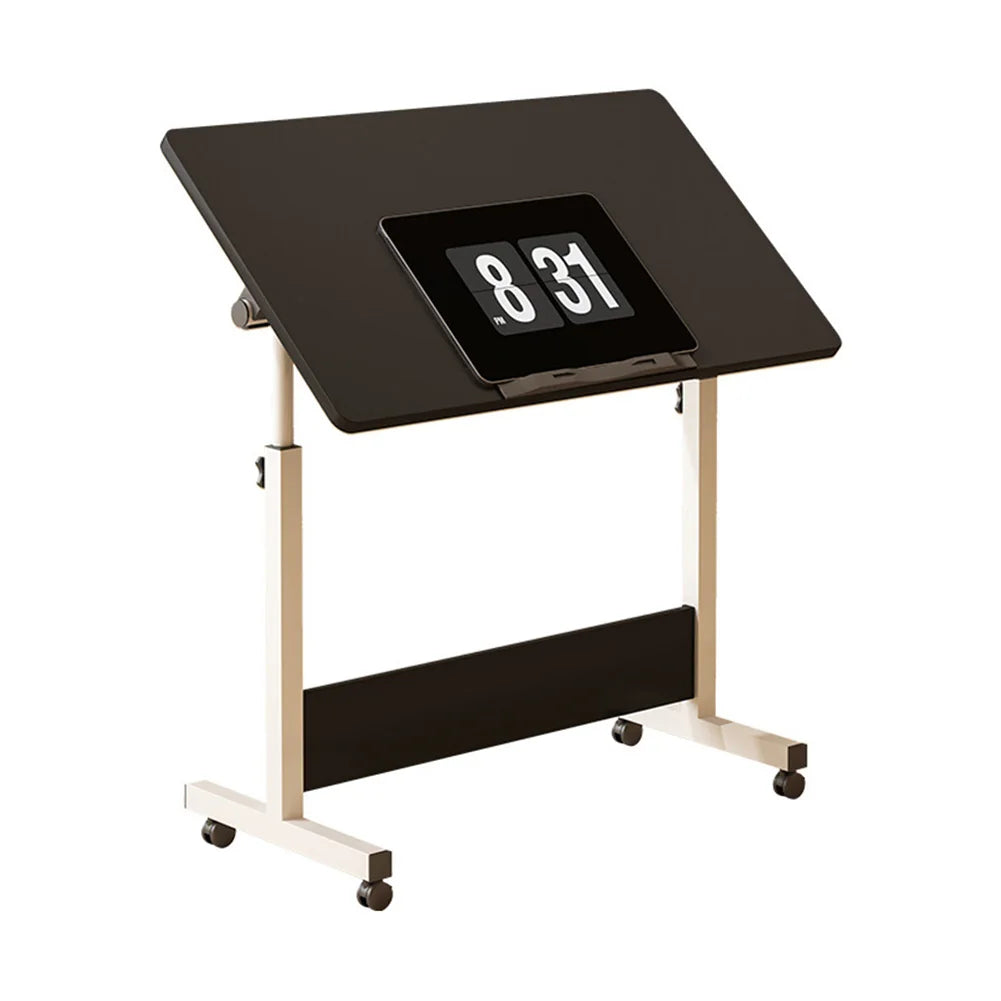 Small Mobile Stand Up adjustable height Desk With Wheels, Home Office Computer Workstation