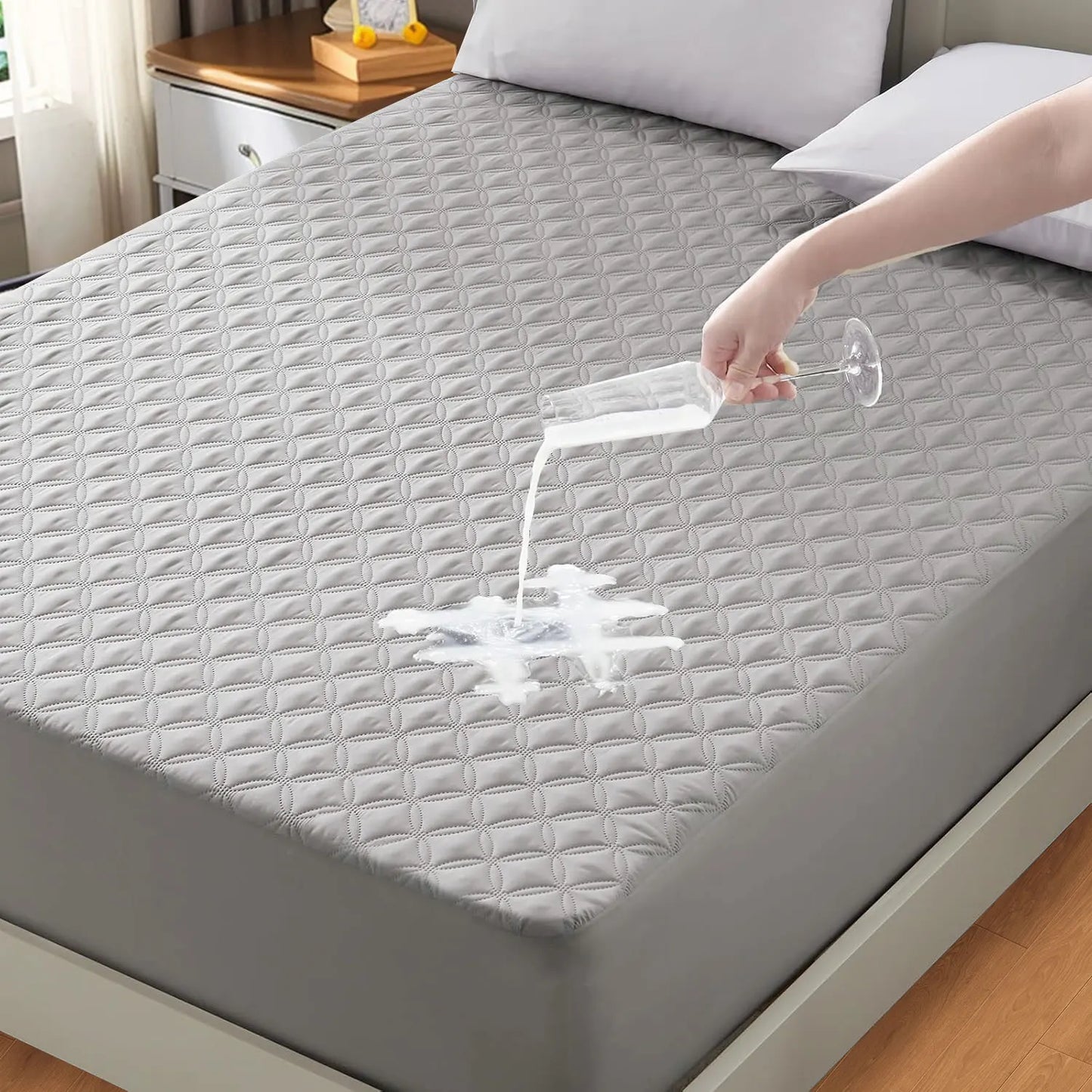 Noiseless Waterproof Mattress Pad with Deep Pocket, Washable