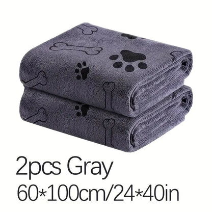 2pcs Soft Microfiber Pet Bath & Grooming Towel