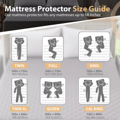 Noiseless Waterproof Mattress Pad with Deep Pocket, Washable