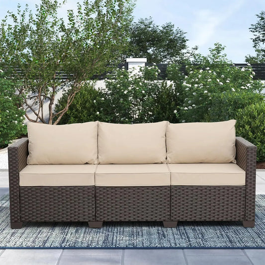 Outdoor Patio Furniture 3-seat Wicker Sofa