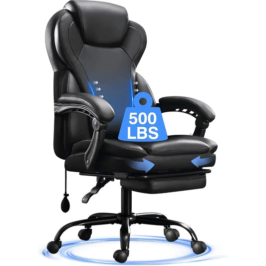 Big & Tall Office Chair - 500LB Capacity w/ Footrest, Wide Seat & Adjustable Lumbar"