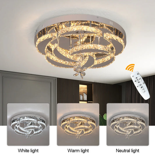 Chandelier Ceiling Luxury Crystal Led Dining Room Decor  Dimmable